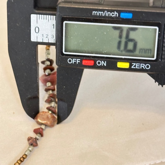 Red Jasper Stone Chip Necklace w/Multicolored Seed Beads Spring Ring Clasp - Picture 12 of 16